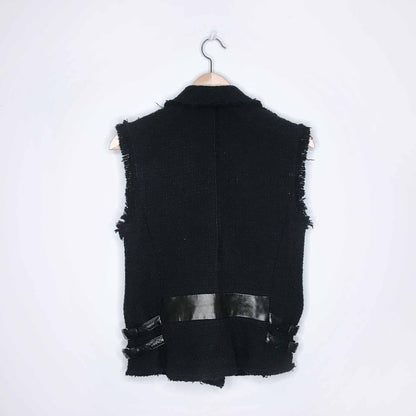 Rebecca Taylor wool tweed and leather moto vest - size 2