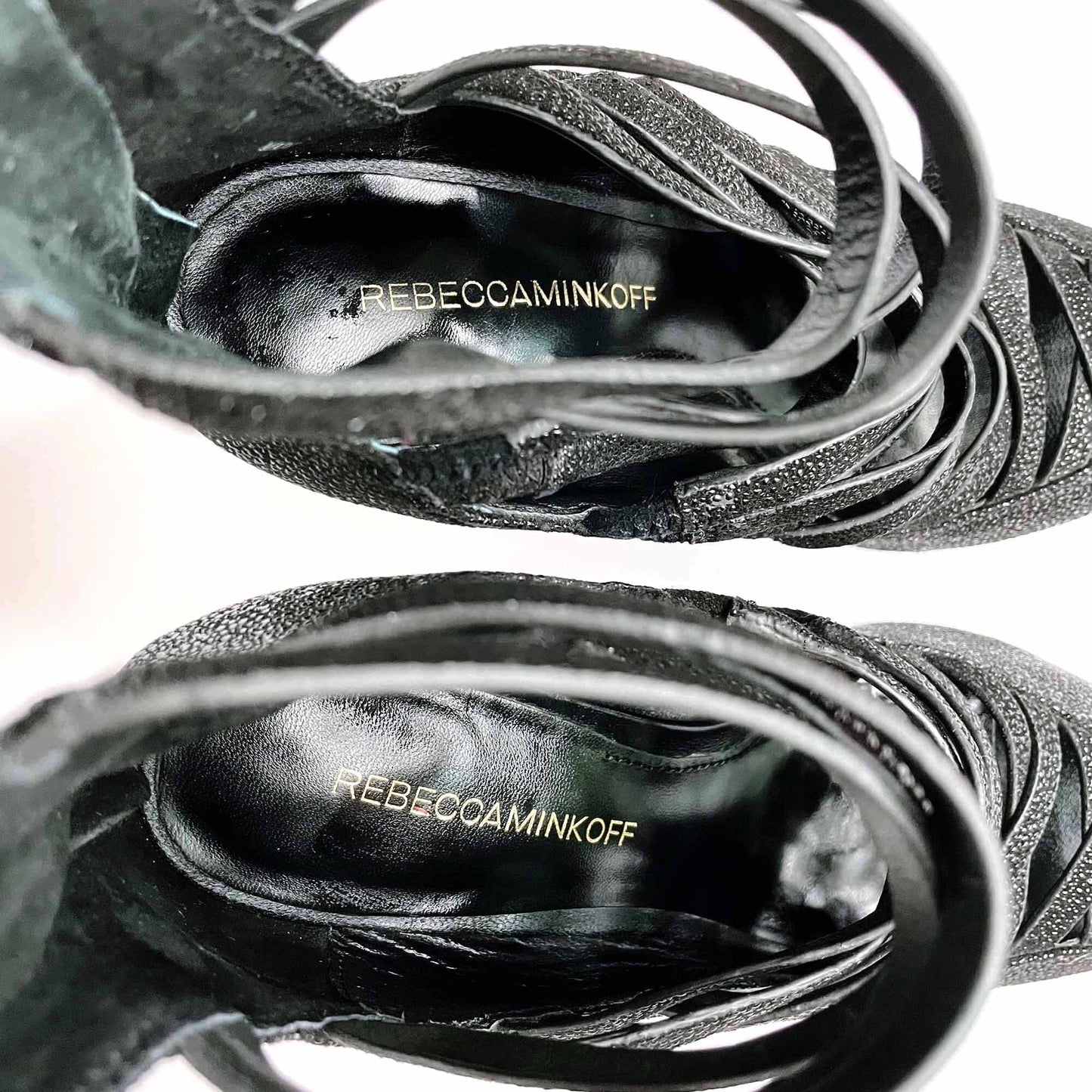 rebecca minkoff mabel strappy heel booties - size 6