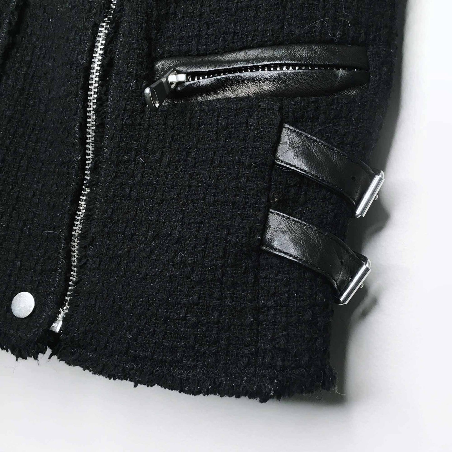 Rebecca Taylor wool tweed and leather moto vest - size 2