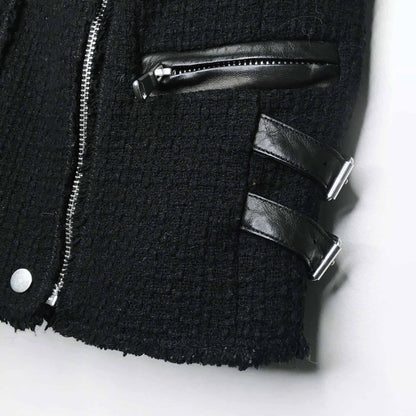 Rebecca Taylor wool tweed and leather moto vest - size 2