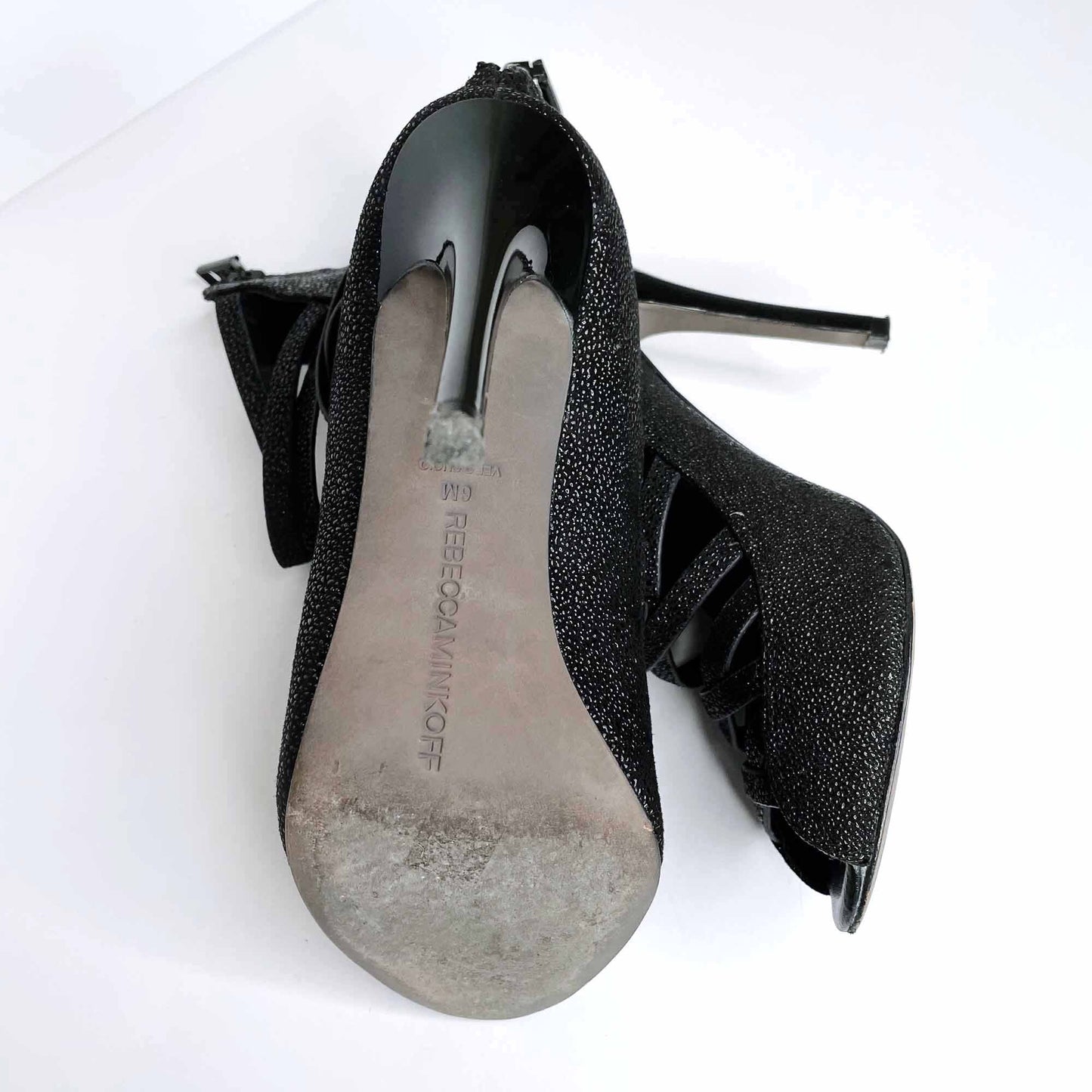 rebecca minkoff mabel strappy heel booties - size 6