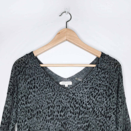 rebecca taylor leopard print v-neck sweater - size xs