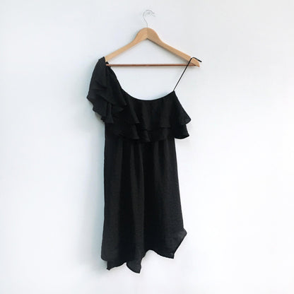 rebecca taylor one-shoulder ruffle dress - size 8