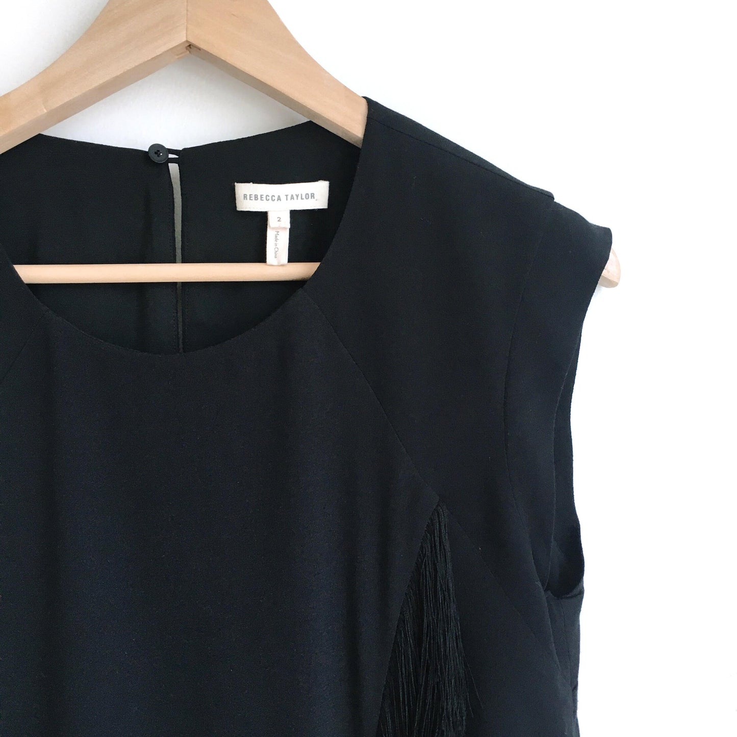 Rebecca Taylor Fringe Crepe Top - size 2