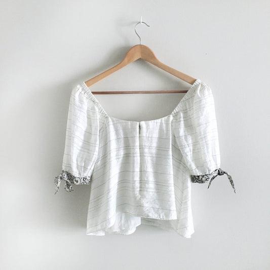 Rebecca Taylor bustier tie-sleeve crop - size 0