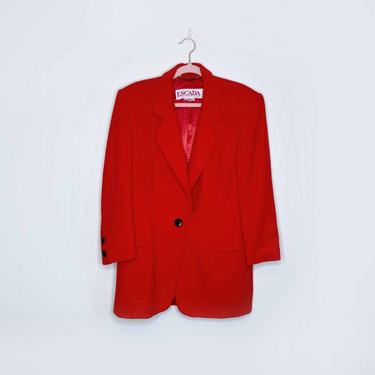 vintage escada red felted wool-cashmere blazer jacket - size 38