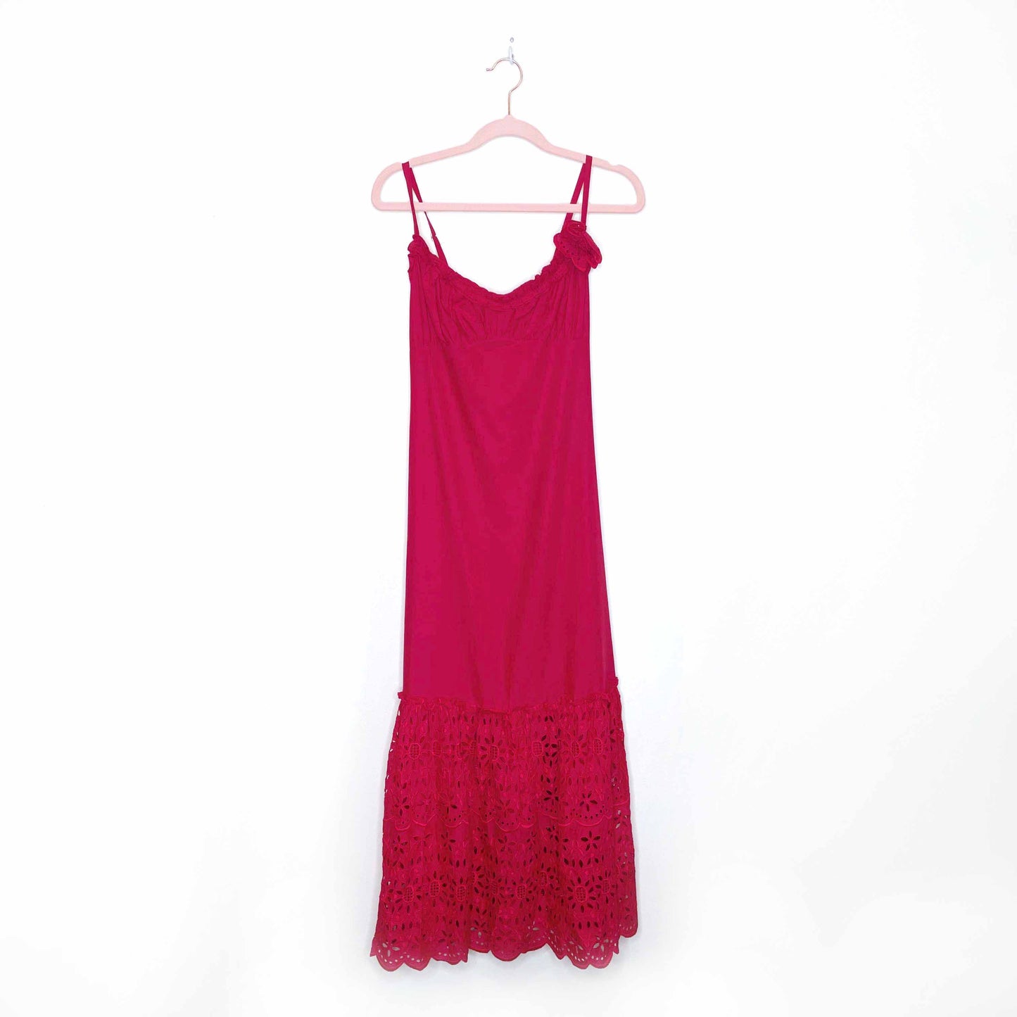 nwt kfg italy red midi dress with lace hem - size 42