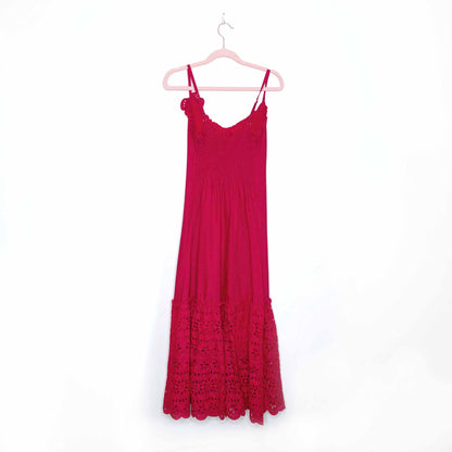 nwt kfg italy red midi dress with lace hem - size 42