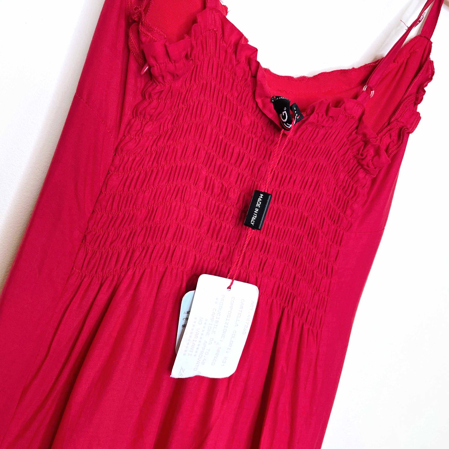 nwt kfg italy red midi dress with lace hem - size 42