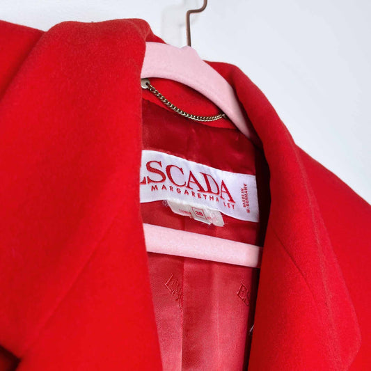 vintage escada red felted wool-cashmere blazer jacket - size 38