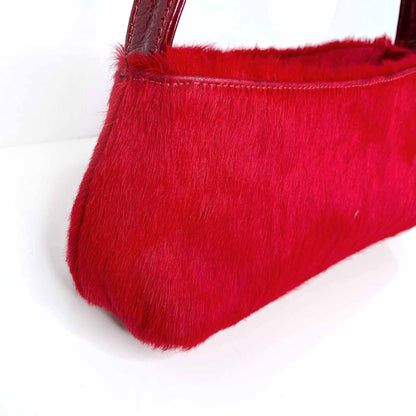 vintage flavi olivera red calf hair mini pochette shoulder bag