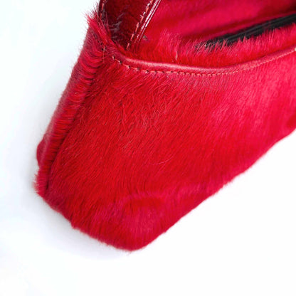vintage flavi olivera red calf hair mini pochette shoulder bag