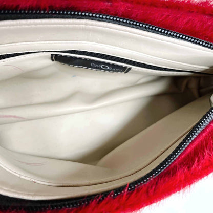 vintage flavi olivera red calf hair mini pochette shoulder bag