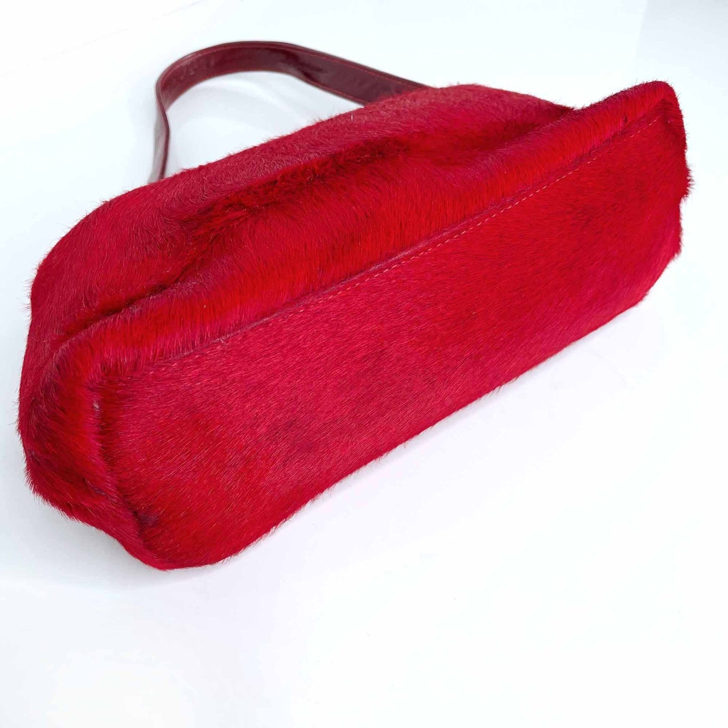 vintage flavi olivera red calf hair mini pochette shoulder bag