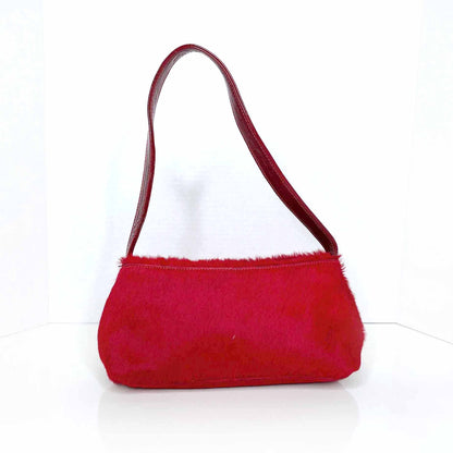 vintage flavi olivera red calf hair mini pochette shoulder bag