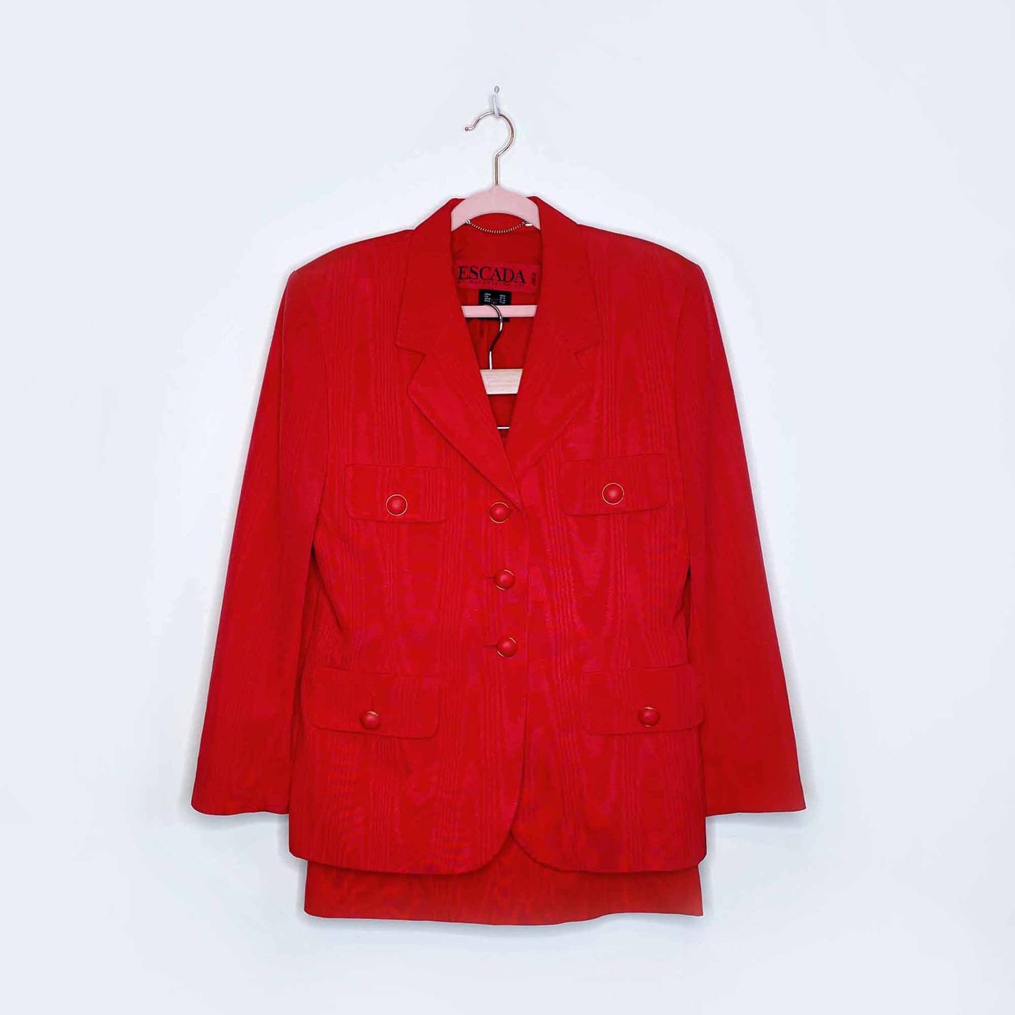 vintage escada red skirt suit set - size 40