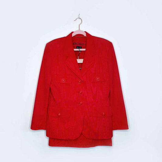 vintage escada red skirt suit set - size 40