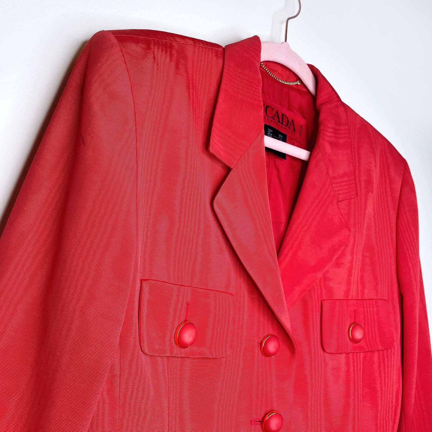 vintage escada red skirt suit set - size 40