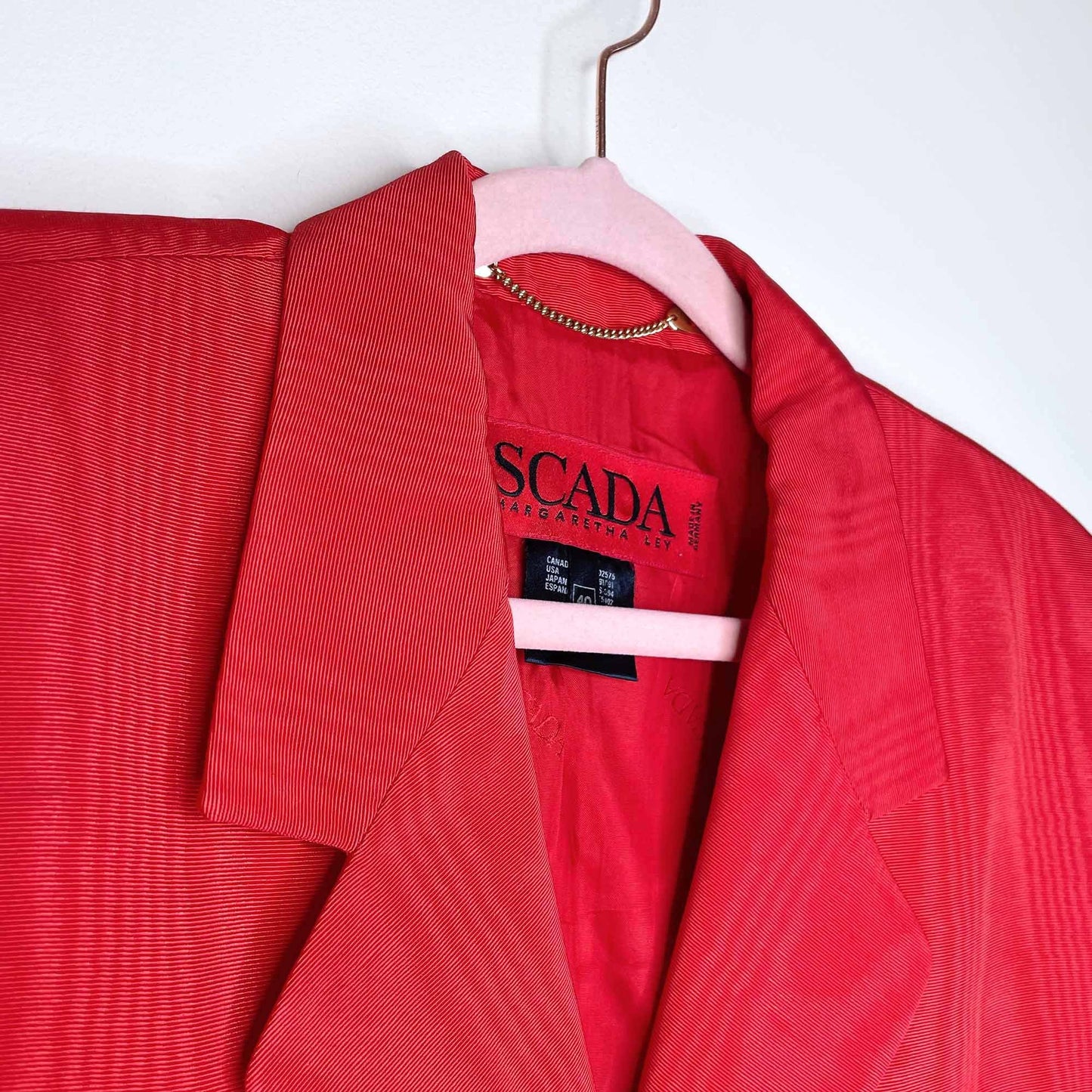 vintage escada red skirt suit set - size 40