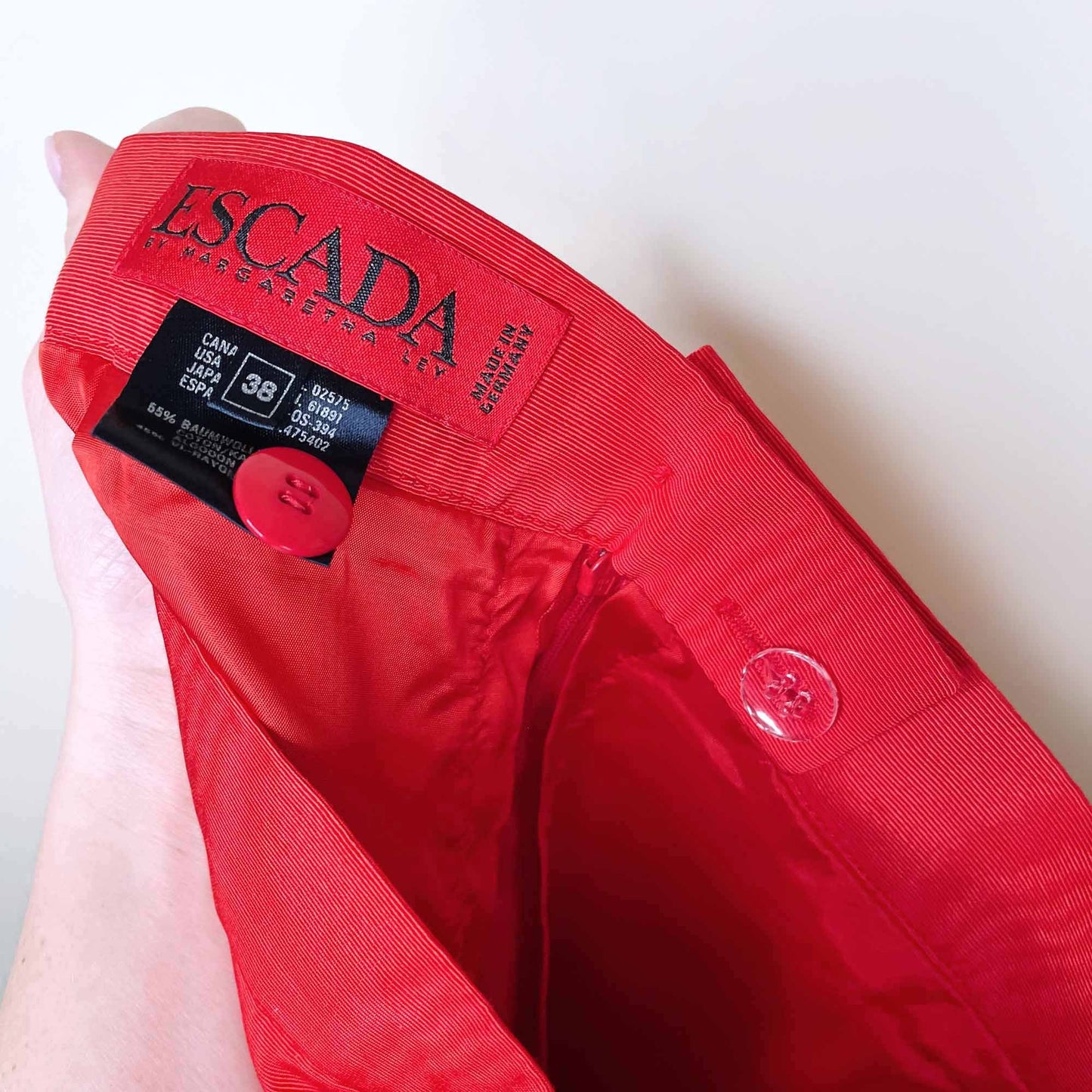 vintage escada red skirt suit set - size 40