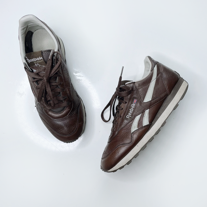 reebok brown leather royal classic jogger sneakers - size 6M / 7.5W