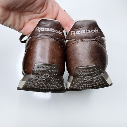 reebok brown leather royal classic jogger sneakers - size 6M / 7.5W