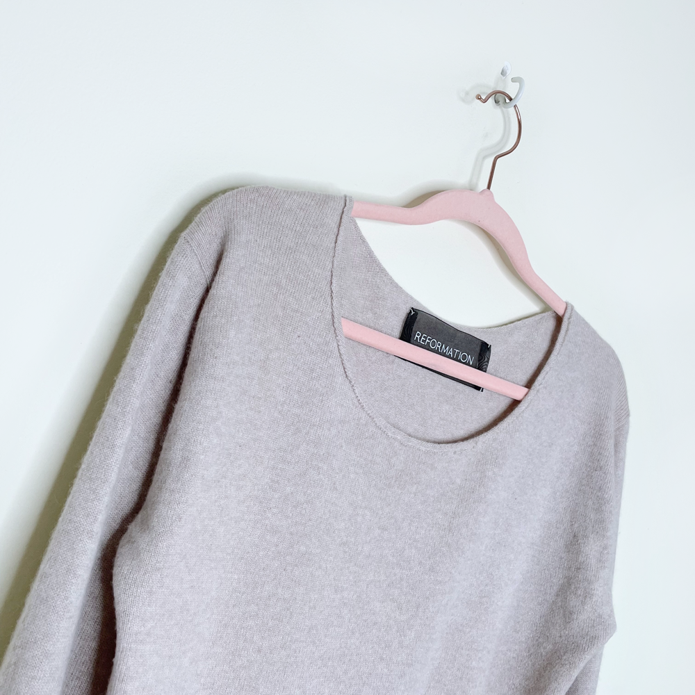 reformation cashmere sweater with leather cuffs - size xs/sm