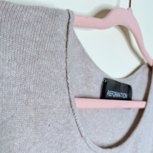 reformation cashmere sweater with leather cuffs - size xs/sm