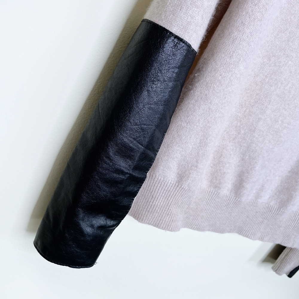 reformation cashmere sweater with leather cuffs - size xs/sm