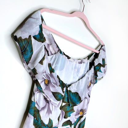 reformation off-shoulder white floral midi dress - size 4