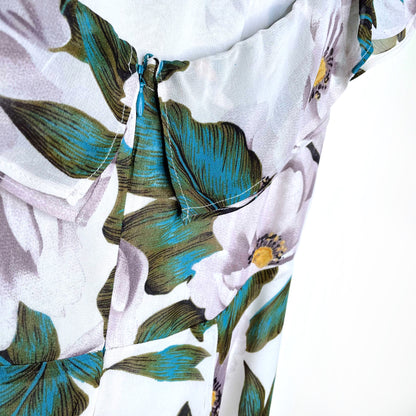 reformation off-shoulder white floral midi dress - size 4