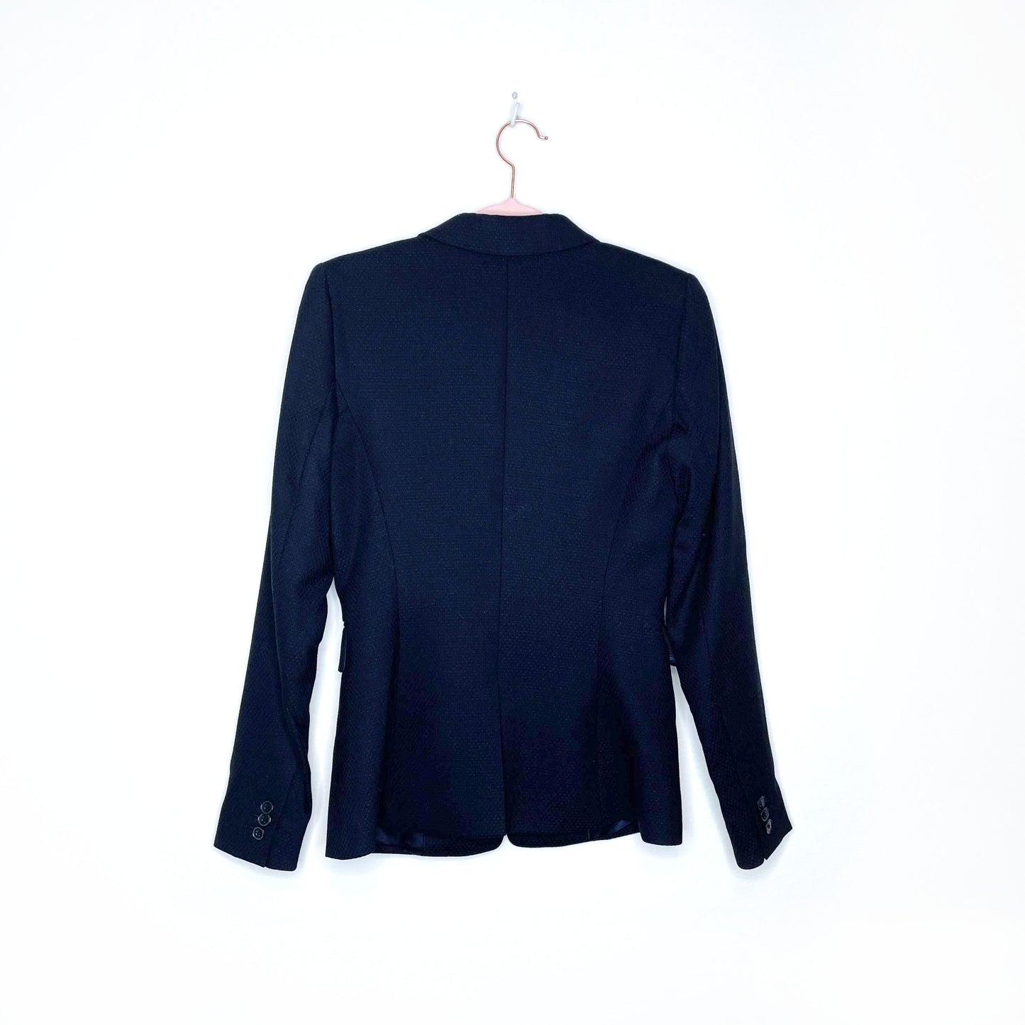 reiss navy blue wool single button blazer - size 4