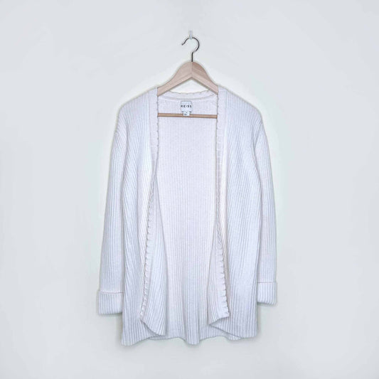reiss sasha scallop edge ribbed cardigan with cashmere - size medium