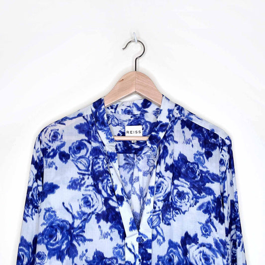 reiss rose print lotus blouse - size 10