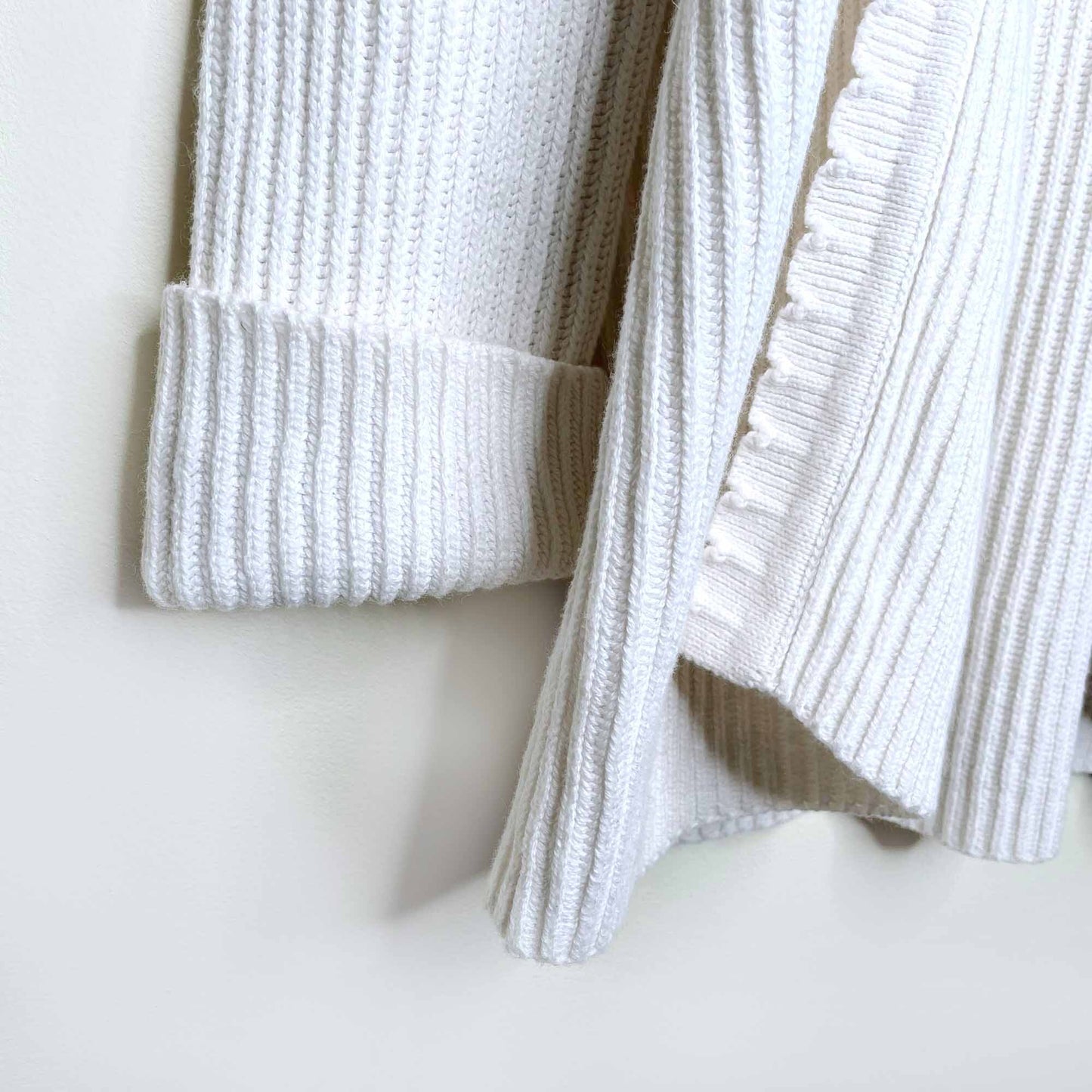 reiss sasha scallop edge ribbed cardigan with cashmere - size medium