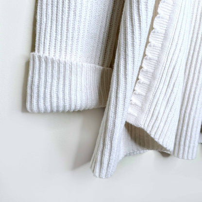 reiss sasha scallop edge ribbed cardigan with cashmere - size medium