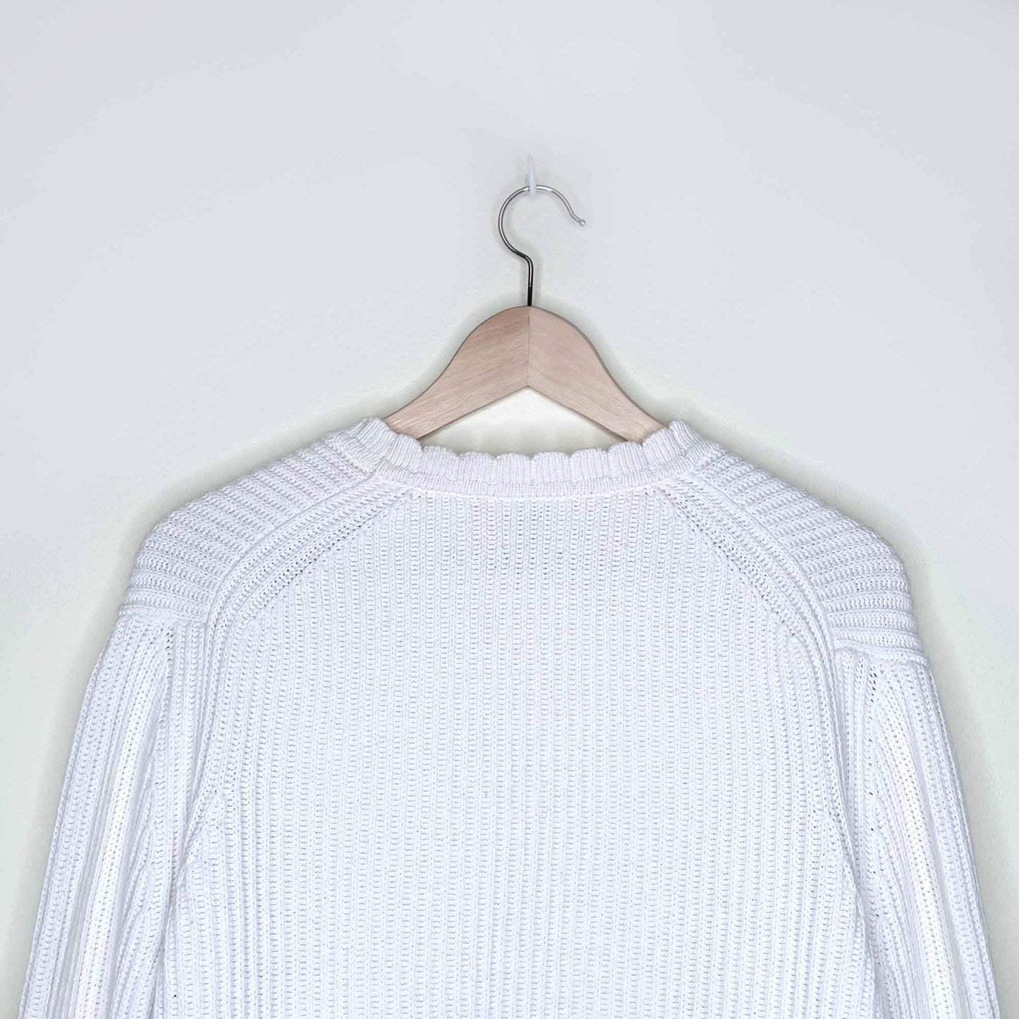 reiss sasha scallop edge ribbed cardigan with cashmere - size medium