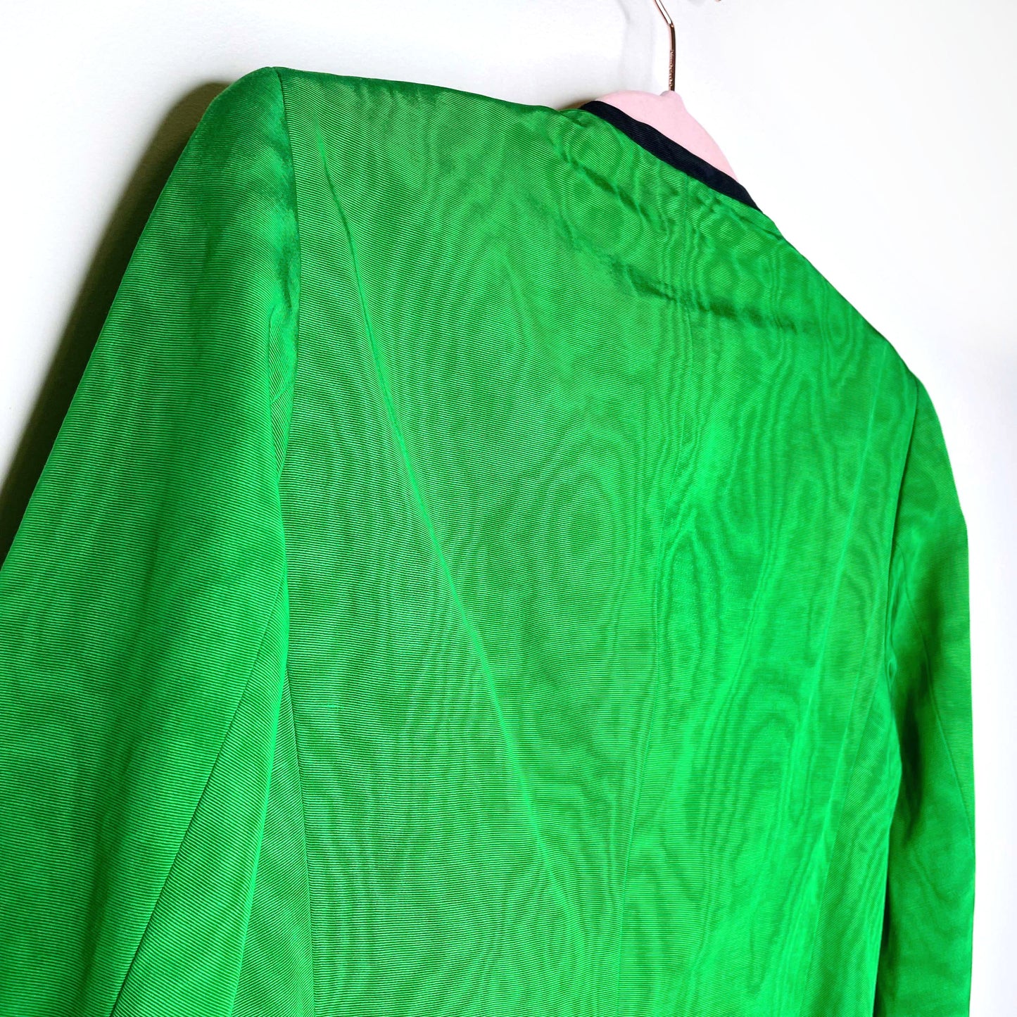 vintage rena lange green blazer with black velvet hearts - size 6