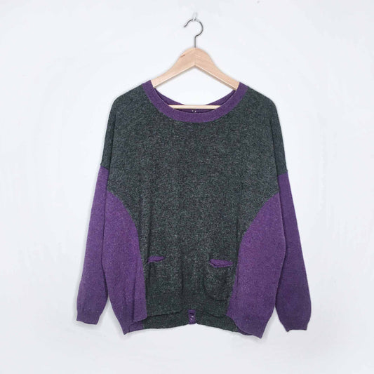 Repeat Cashmere colour block button back sweater - size Small