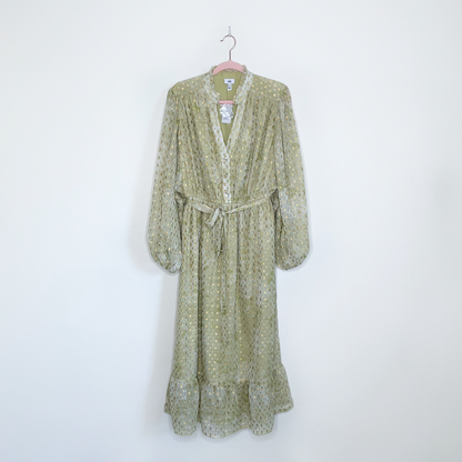 nwt river island green metallic garden party dress - size 12