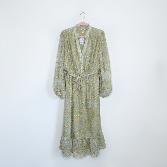 nwt river island green metallic garden party dress - size 12