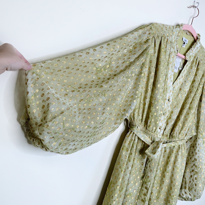 nwt river island green metallic garden party dress - size 12