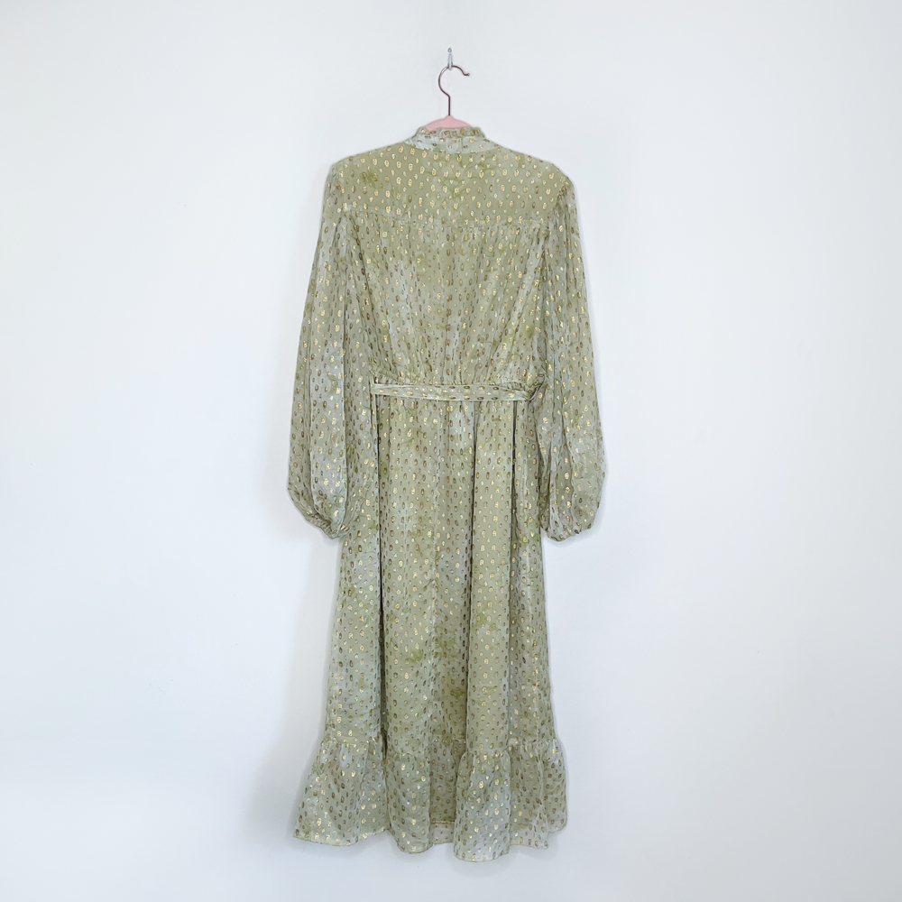 nwt river island green metallic garden party dress - size 12