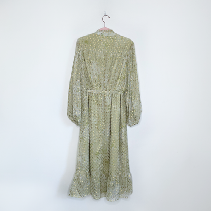 nwt river island green metallic garden party dress - size 12