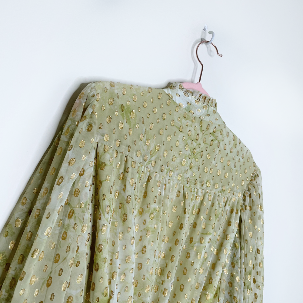 nwt river island green metallic garden party dress - size 12