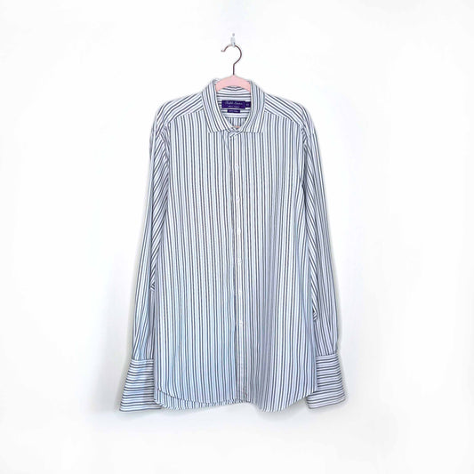 men's ralph lauren purple label striped shirt with french cuff - size 16.5