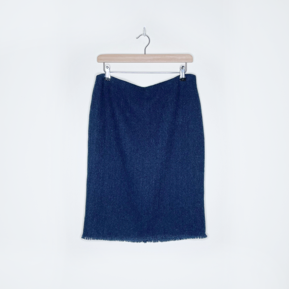ralph lauren black label cashmere-alpaca herringbone skirt - size 12