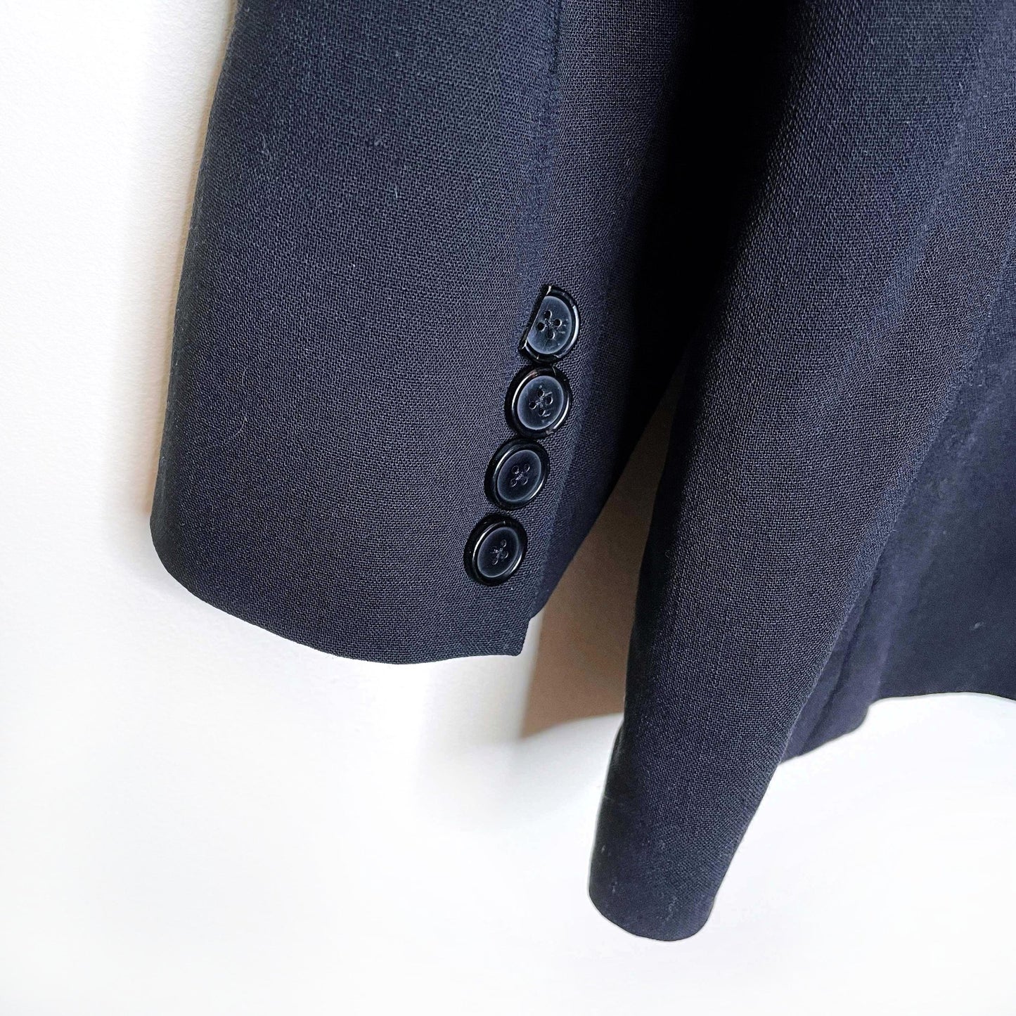 ralph lauren black label stretch wool blazer with leopard collar - size 2