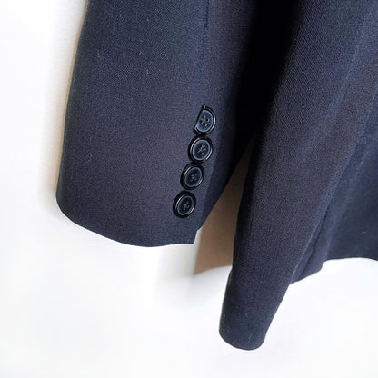 ralph lauren black label stretch wool blazer with leopard collar - size 2