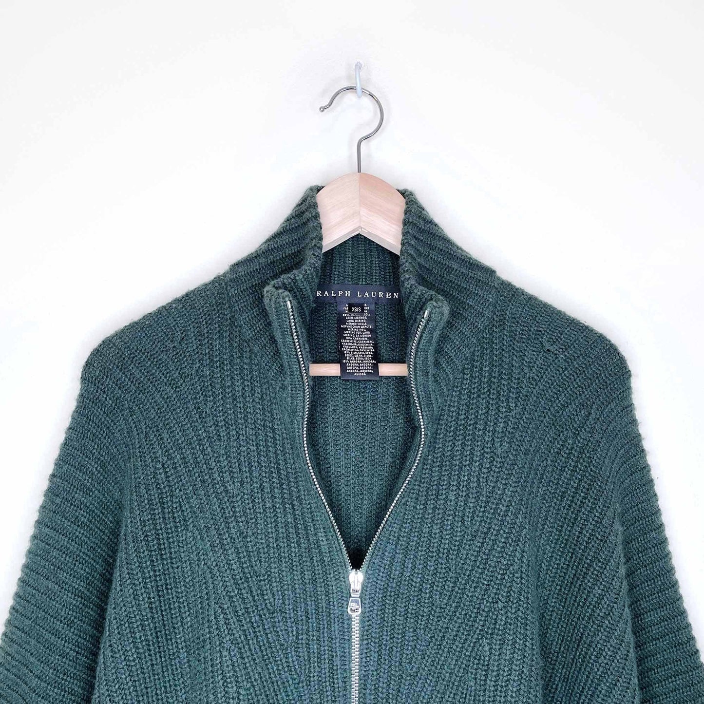 ralph lauren black label chunky ribbed knit wool-cashmere-silk cape - size xs/sm